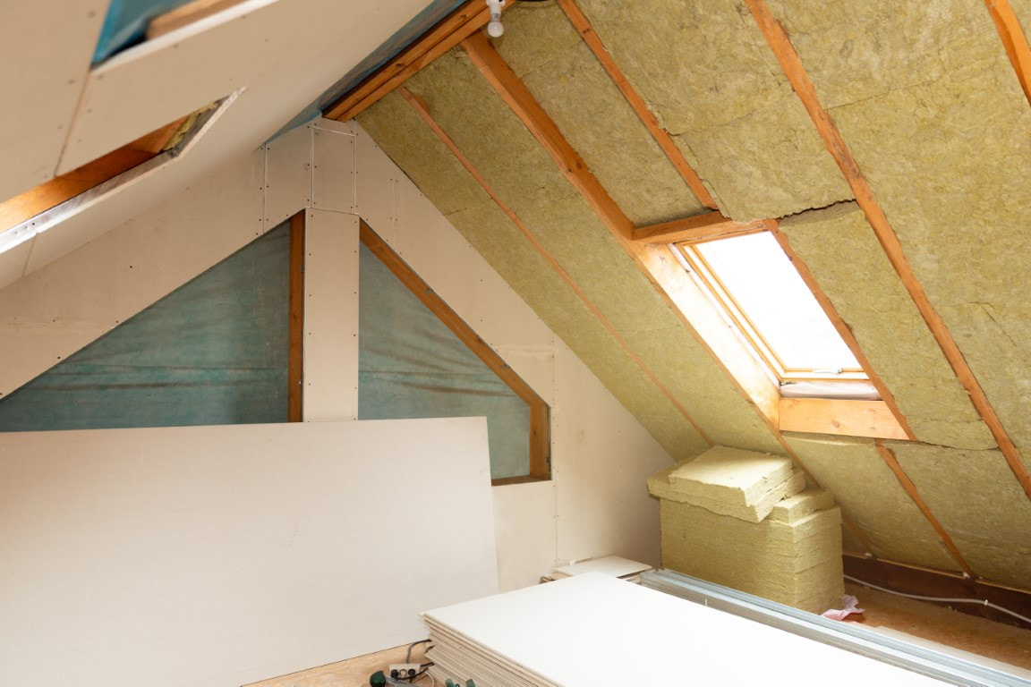 A picture of a room with roof insulation